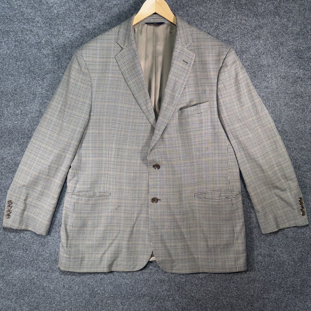 Brooks Brothers Blazer Men's 48R Silk Wool Madison Fit Windowpane Houndstooth